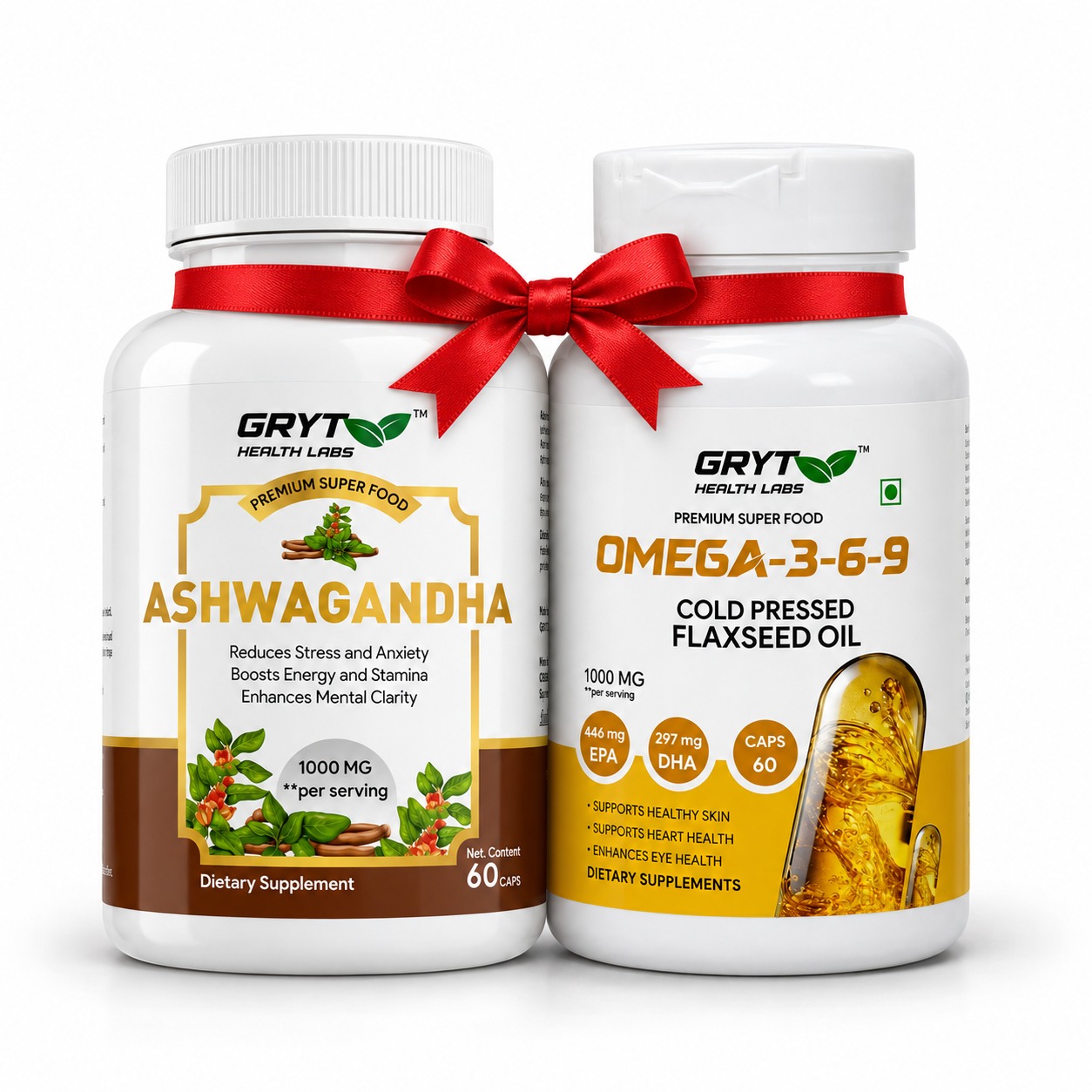 GRYT Health Labs Stress Relief & Essential Omega 3-6-9 Wellness Combo