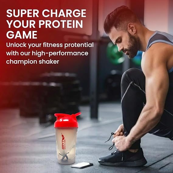 Small Plastic Shaker Bottle Red for Fitness Use - Image 3