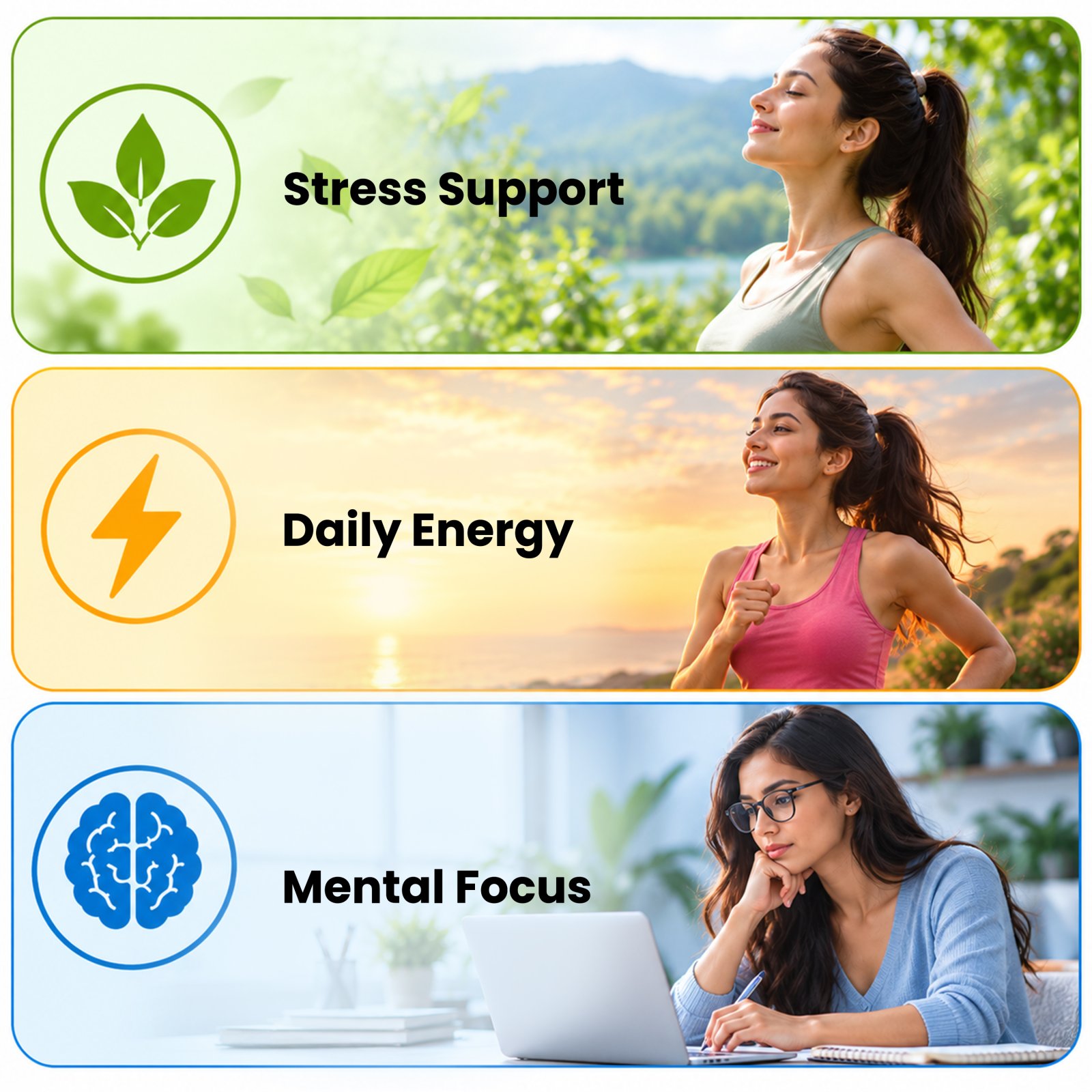 Stress support, daily energy and mental focus